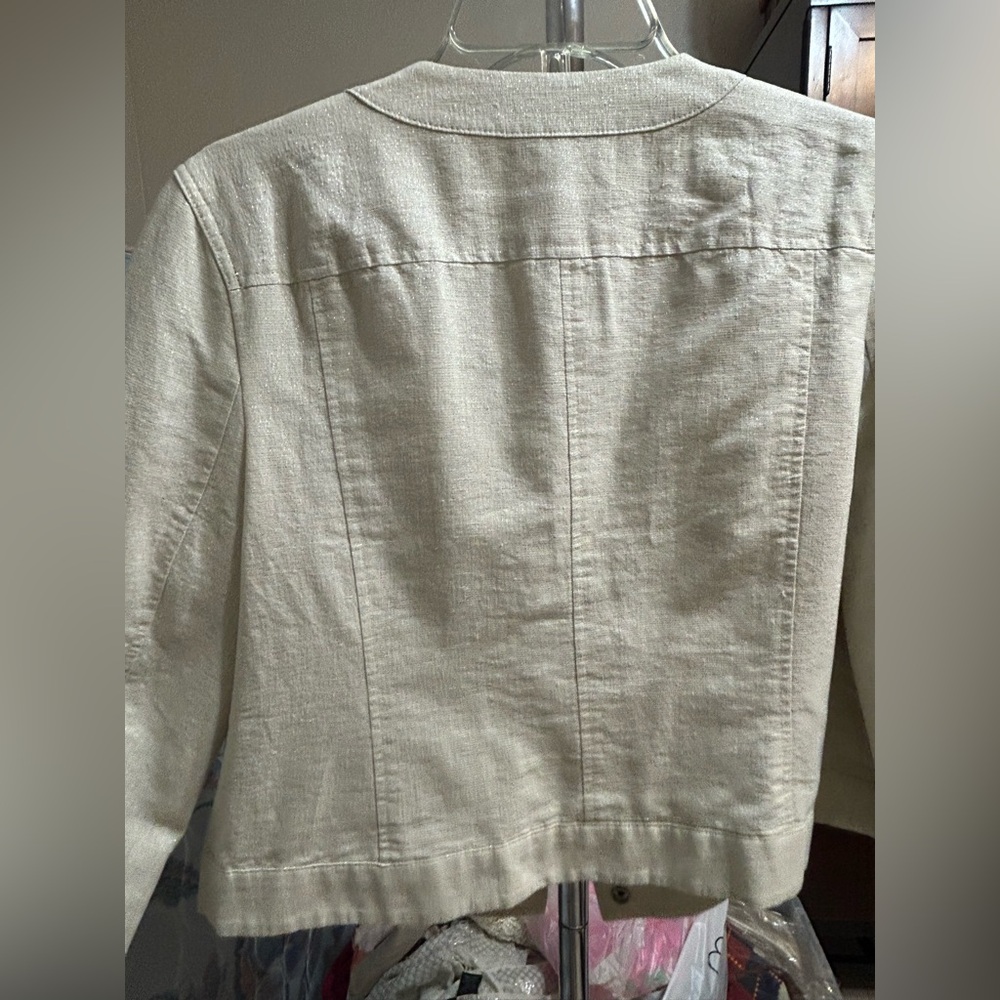 Liz Claiborne Petite Cream Linen Blend - Picture 3 of 4